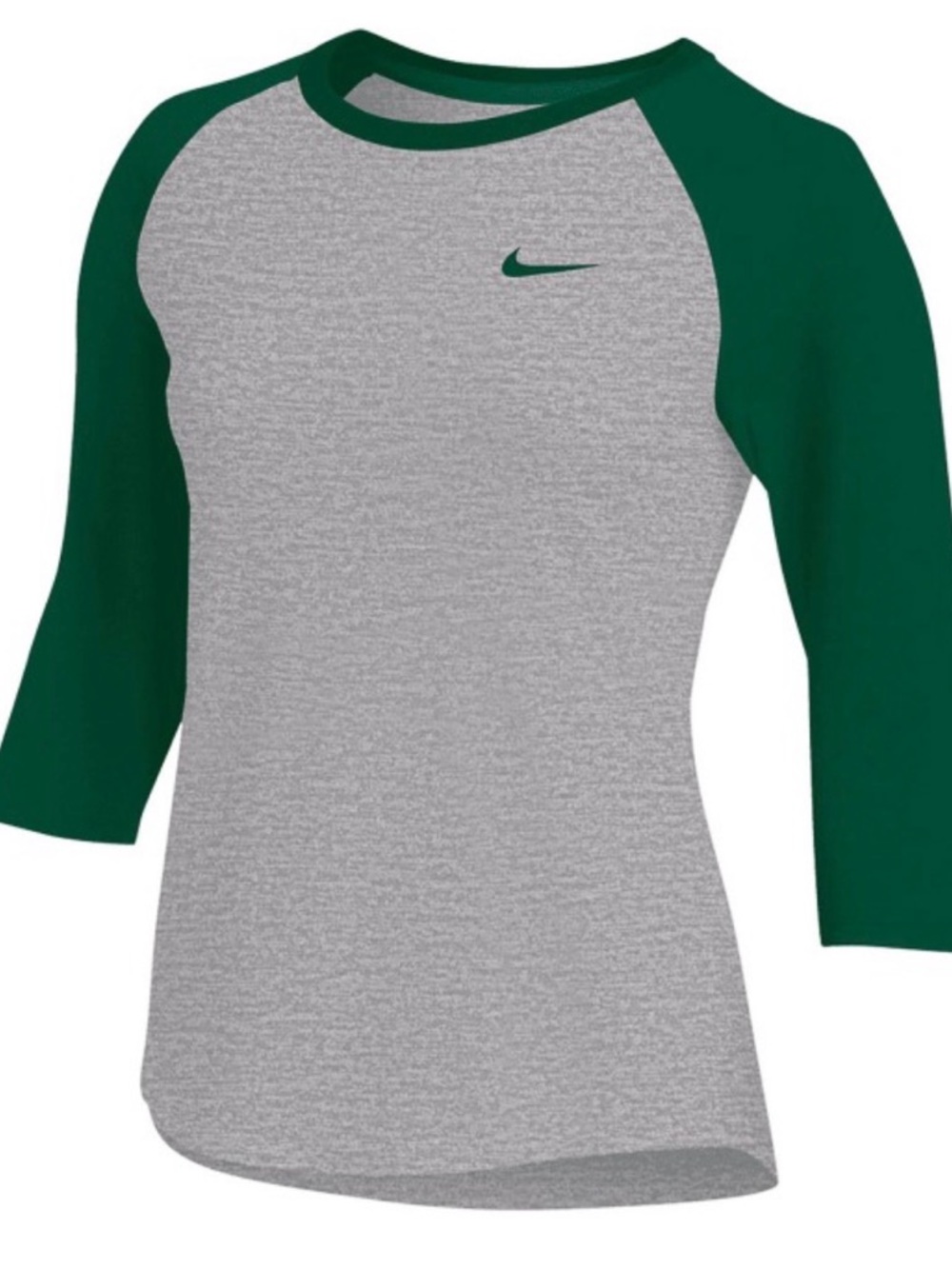 Nike Women’s Gray and Forest Green Raglan 3/4 Sleeve Jersey